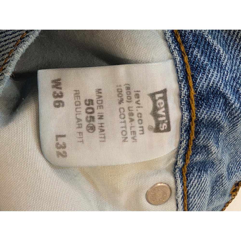 Levi's 505 Regular Fit Jeans Mens W36 L32 Light Wash Denim - Picture 8 of 8